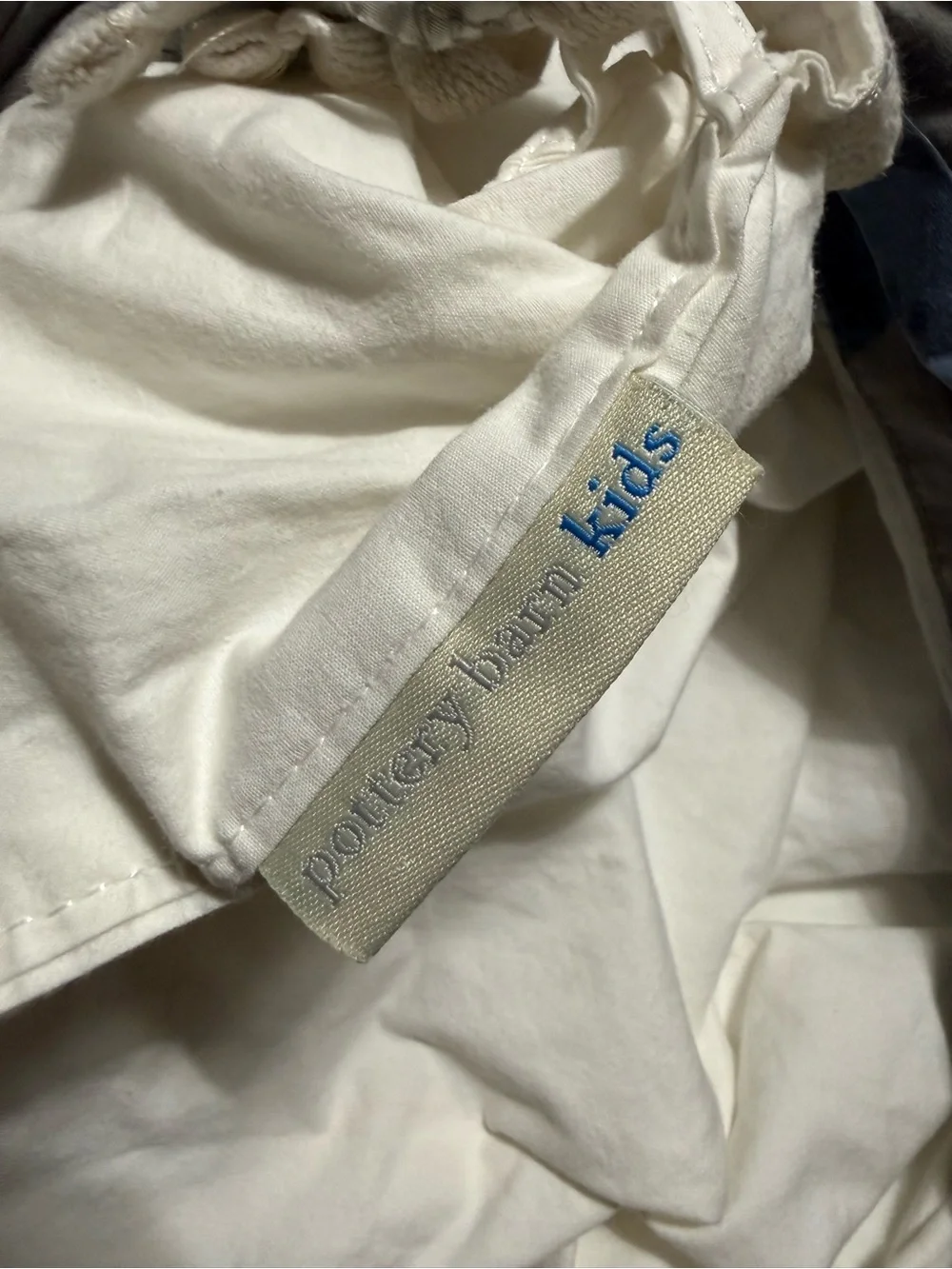 Pottery Barn Kids Gray Baseball Comforter with Blue and Tan Players